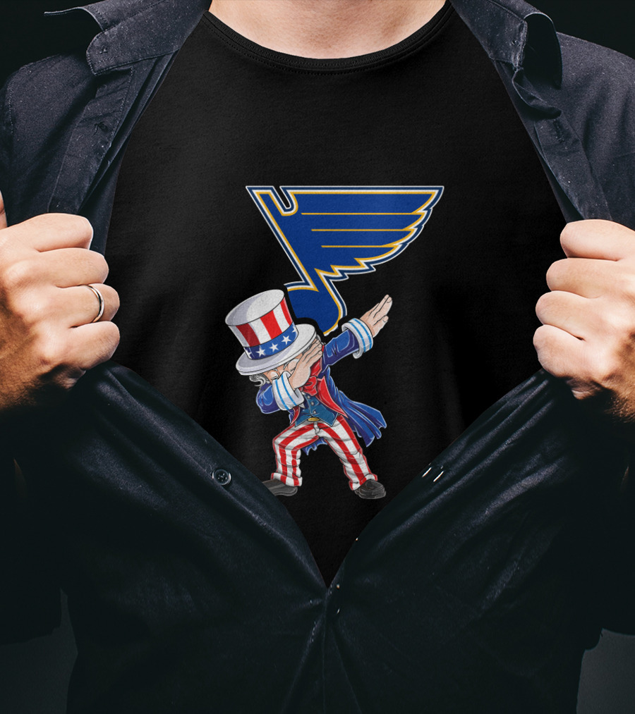 Uncle Sam Dabbing St. Louis Blues Fourth Of July Patriotic Nhl Theme T-Shirt