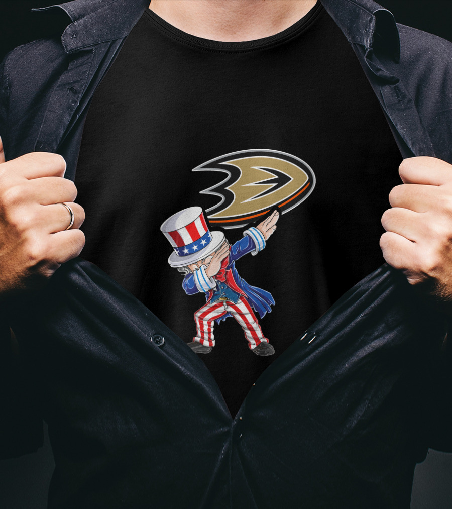 Uncle Sam Dabbing Celebrating Anaheim Ducks 4Th Of July Fans T-Shirt