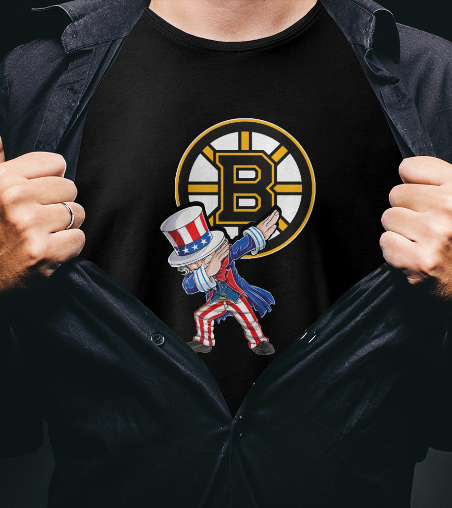 Uncle Sam Dabbing Boston Bruins 4Th Of July Fan Celebration T-Shirt