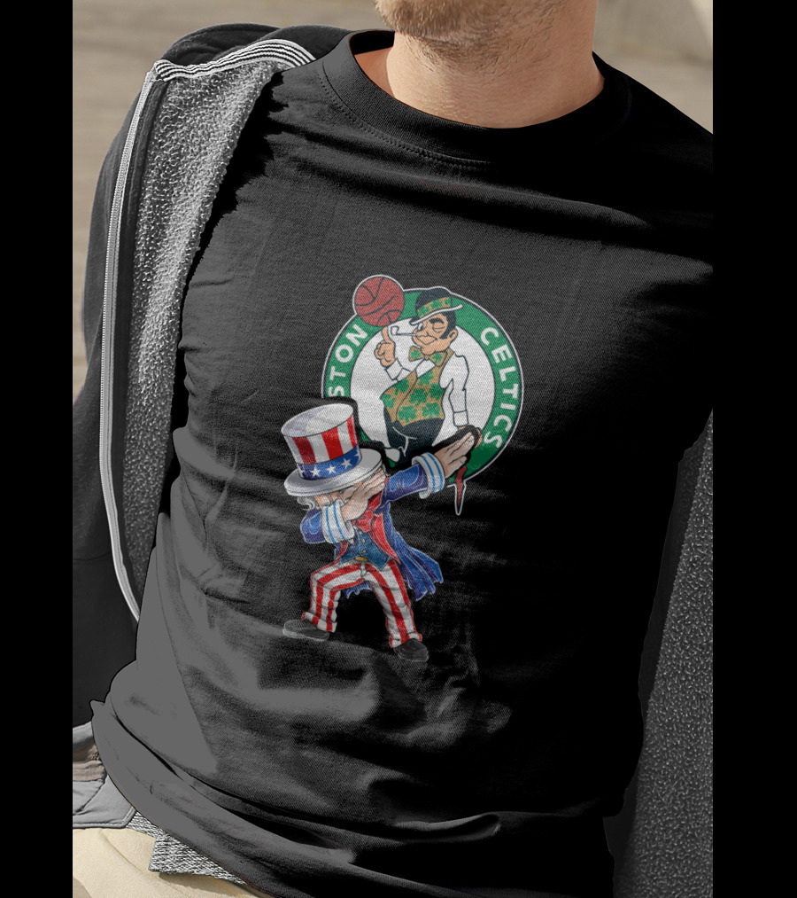 Uncle Sam Dabbing Boston Celtics 4Th Of July Fans T-Shirt