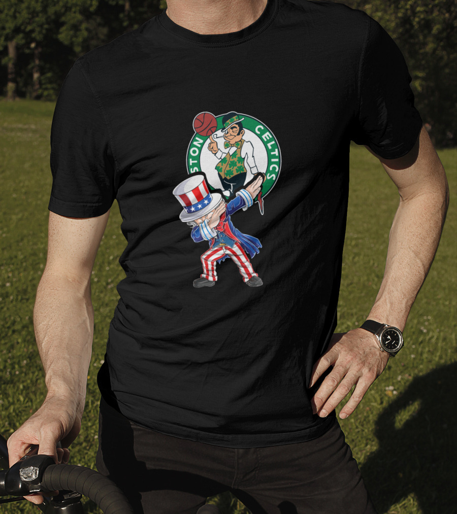 Uncle Sam Dabbing Boston Celtics 4Th Of July Fans T-Shirt