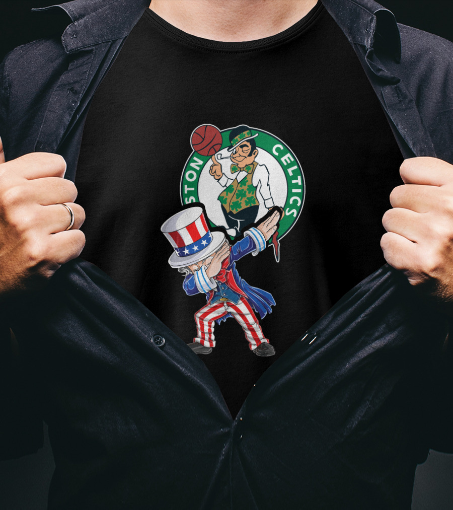 Uncle Sam Dabbing Boston Celtics 4Th Of July Fans T-Shirt