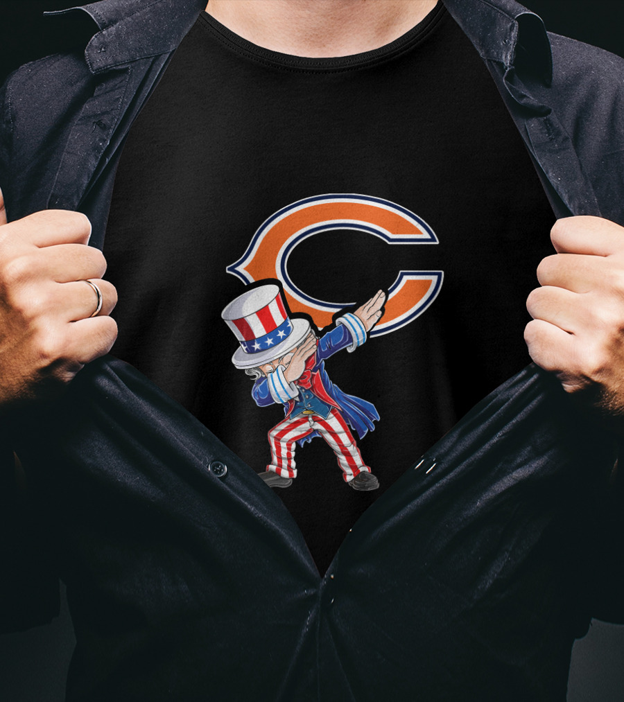Uncle Sam Dabbing Chicago Bears Fans 4Th July Celebration Iconic Patriotic Sports T-Shirt