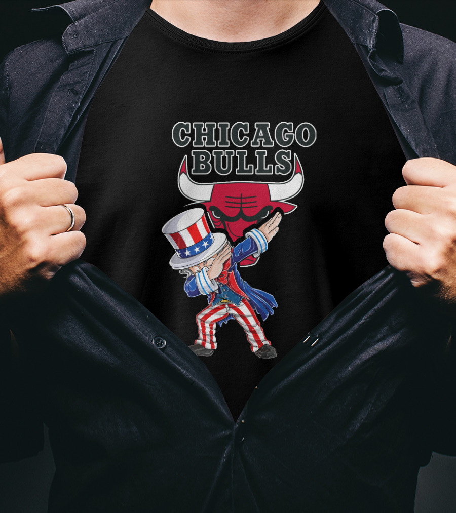 Uncle Sam Dabbing With Chicago Bulls Logo For 4Th Of July Celebrations T-Shirt