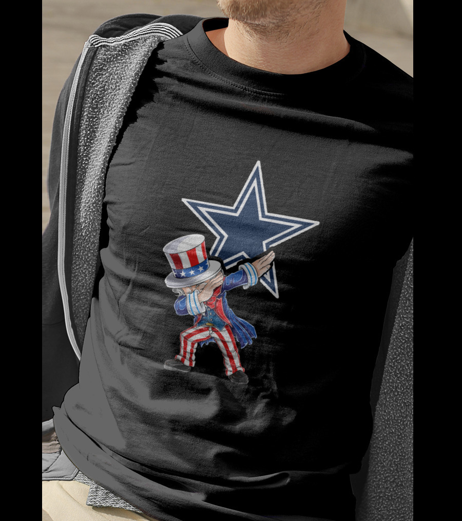 Uncle Sam Dabbing Dallas Cowboys Fans 4Th July Star Celebration T-Shirt