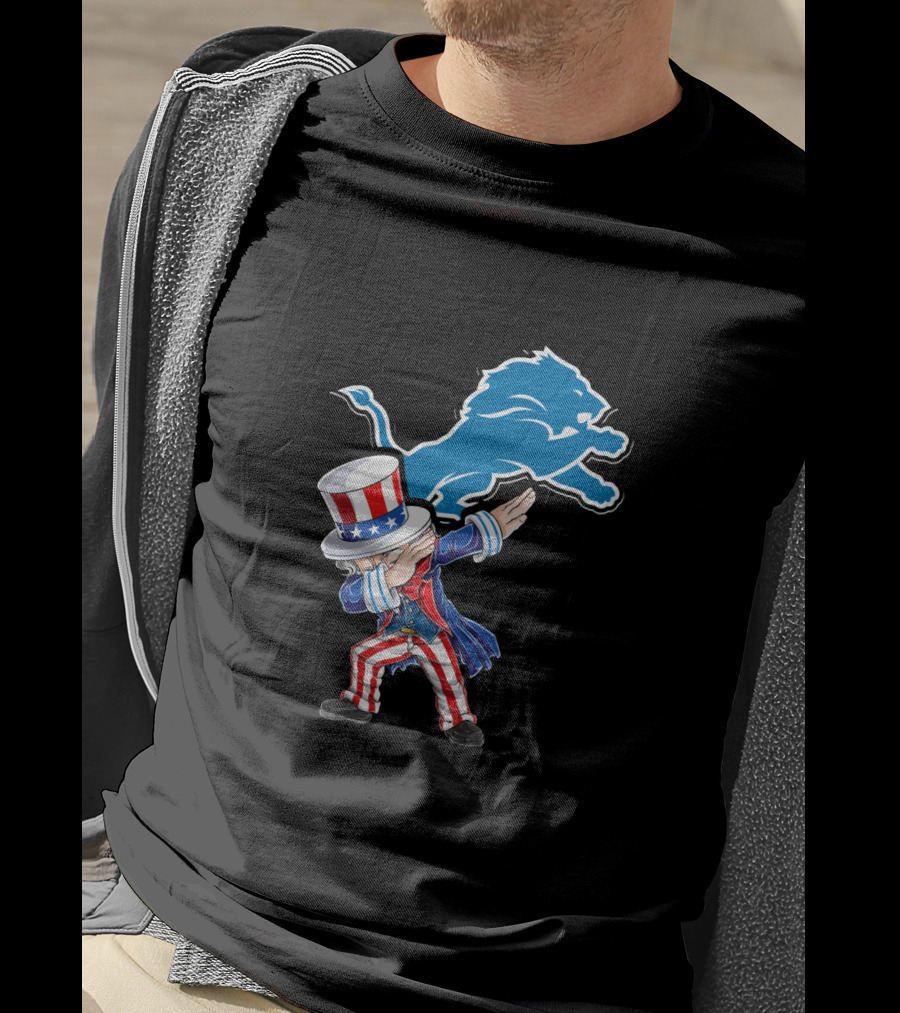 Uncle Sam Dabbing Detroit Lions 4Th Of July Fans T-Shirt