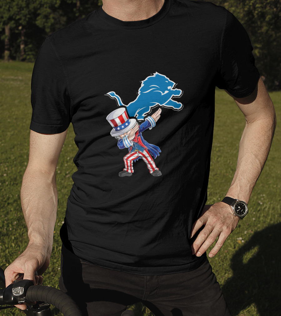 Uncle Sam Dabbing Detroit Lions 4Th Of July Fans T-Shirt
