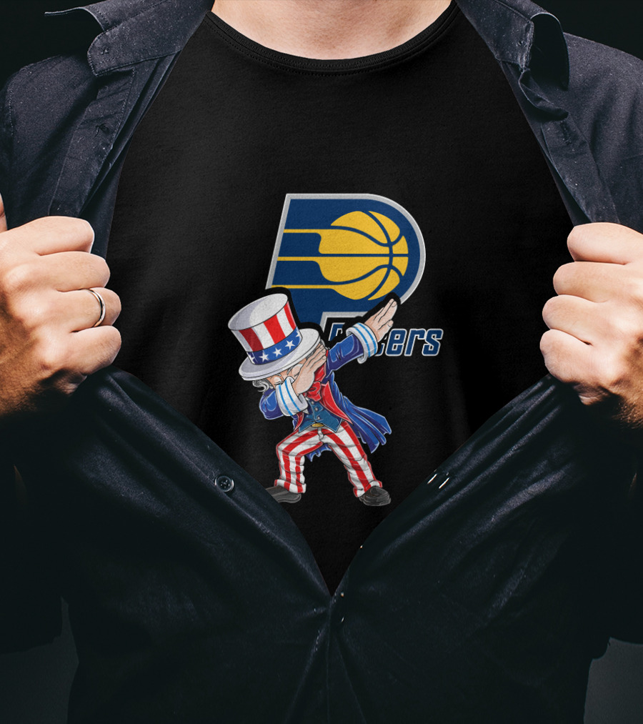 Uncle Sam Dabbing Indiana Pacers Logo 4Th Of July Fans T-Shirt