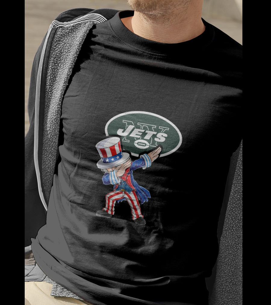 Uncle Sam Dabbing New York Jets 4Th Of July Fan T-Shirt