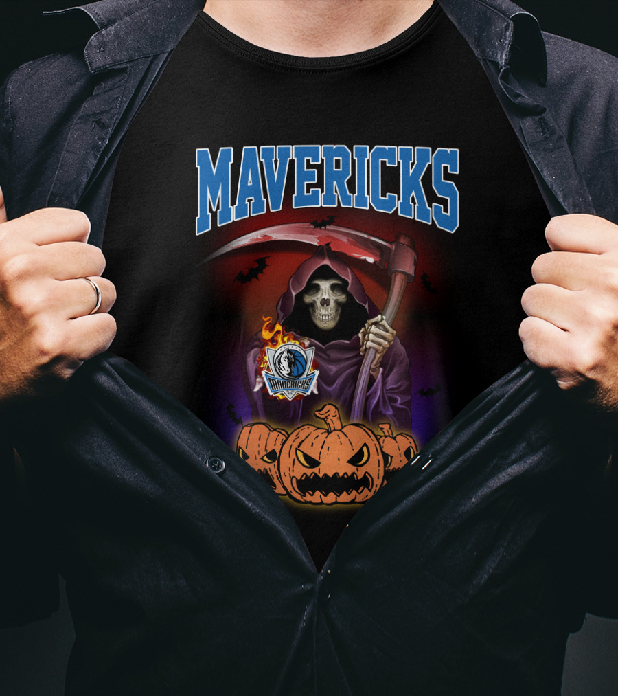 Mavericks Grim Reaper Halloween Pumpkins Scythe T-Shirt