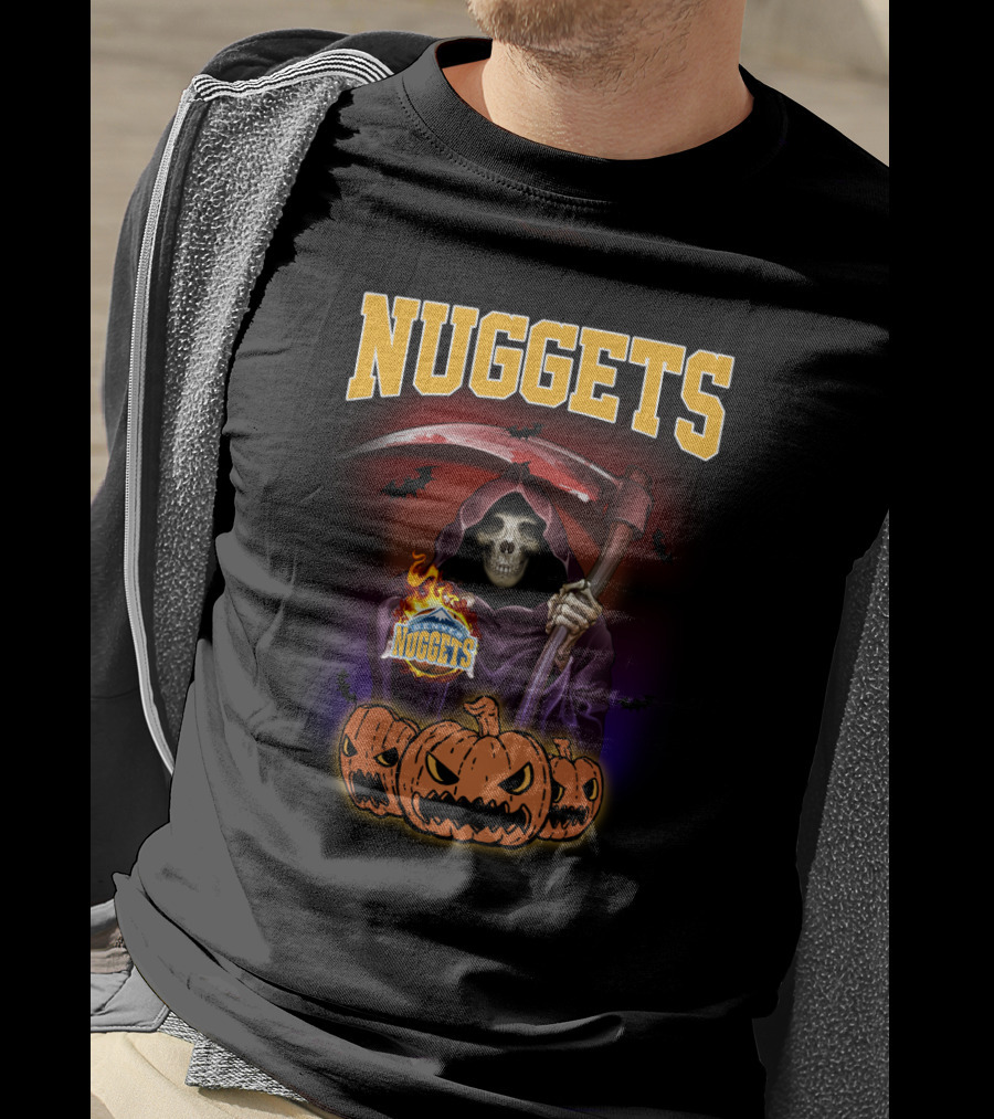 Nuggets Grim Reaper With Scythe And Pumpkins Halloween T-Shirt