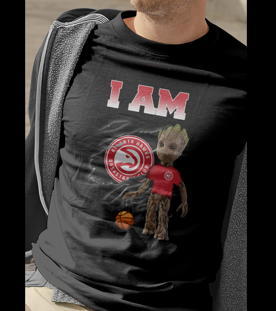 I Am Atlanta Hawks Basketball Groot Holding Basketball T-Shirt