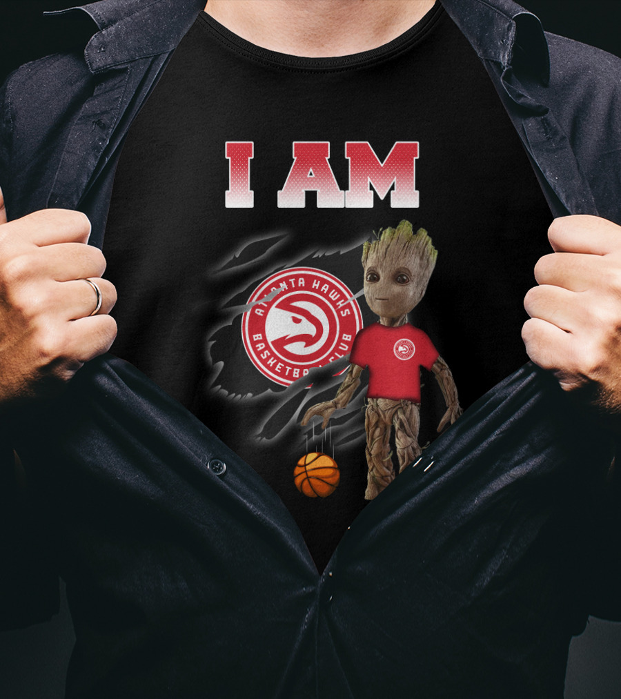 I Am Atlanta Hawks Basketball Groot Holding Basketball T-Shirt