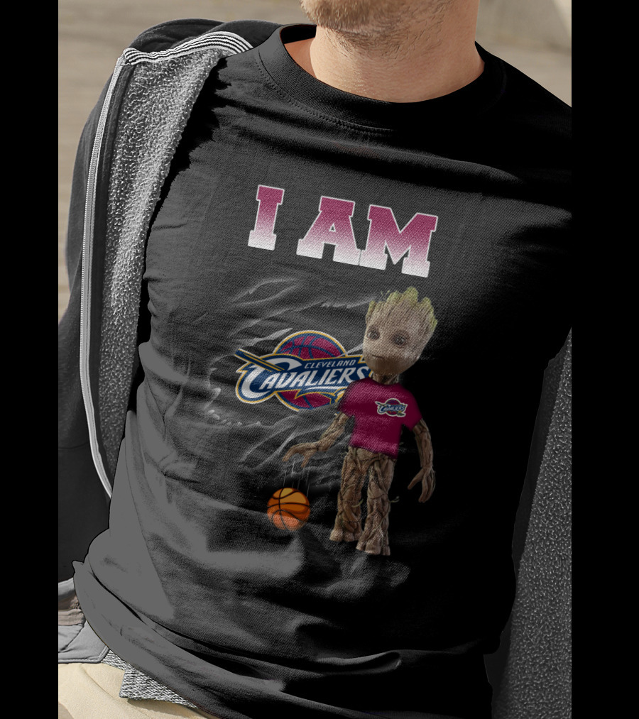 I Am Cleveland Cavaliers Groot With Basketball T-Shirt