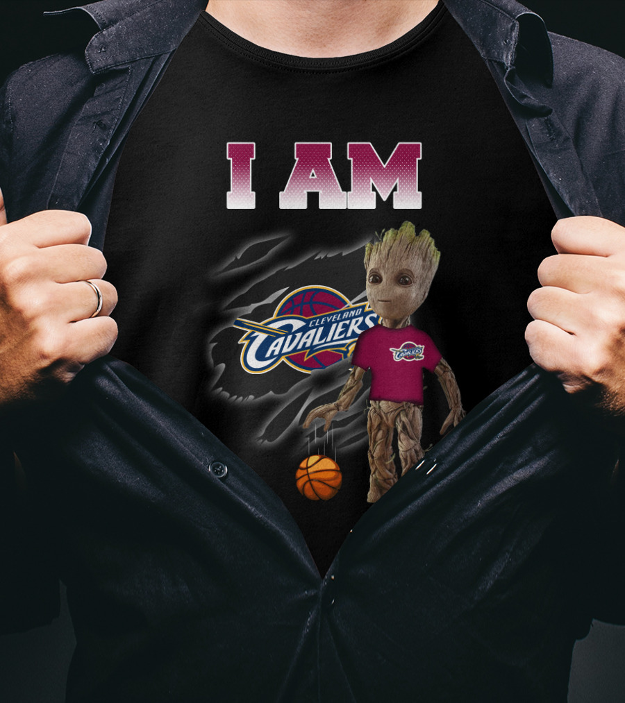 I Am Cleveland Cavaliers Groot With Basketball T-Shirt