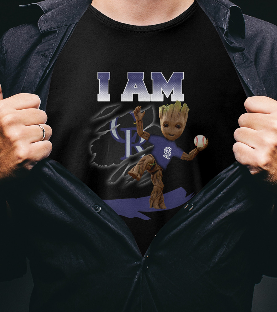 I Am Colorado-Rockies Groot Baseball Fan T-Shirt