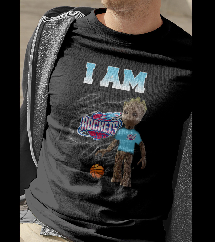 I Am Rockets Groot With Basketball Fan Gear T-Shirt