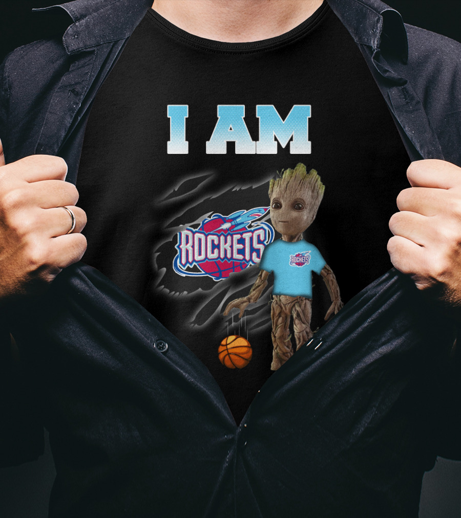I Am Rockets Groot With Basketball Fan Gear T-Shirt