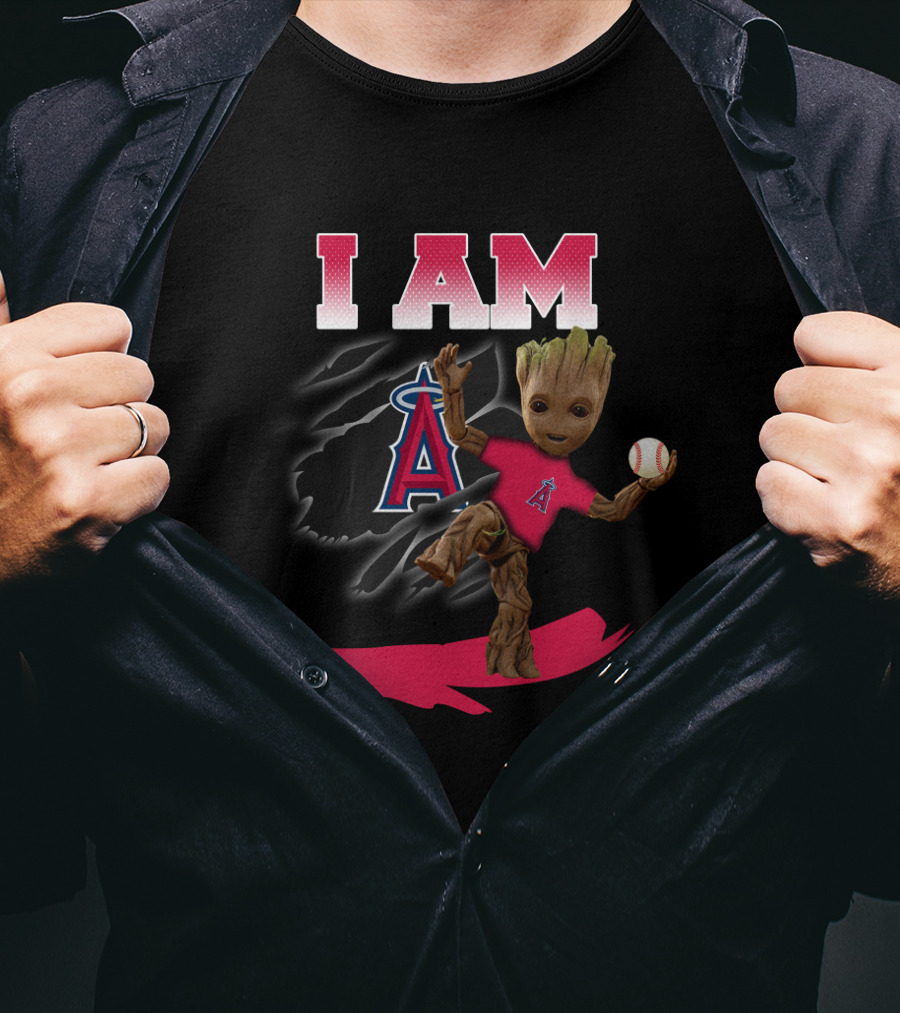 I Am Los Angeles Angels Groot With Baseball T-Shirt