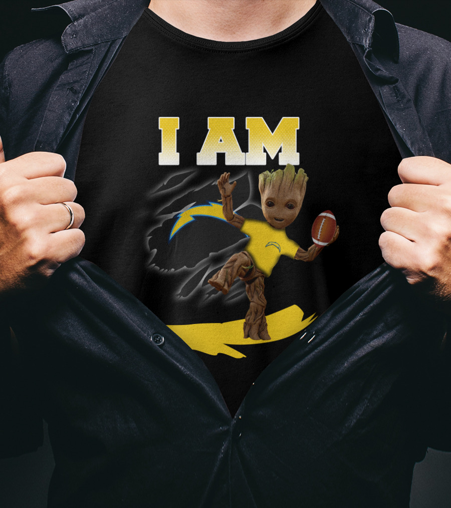 I Am Los Angeles Chargers Groot Football Fan T-Shirt
