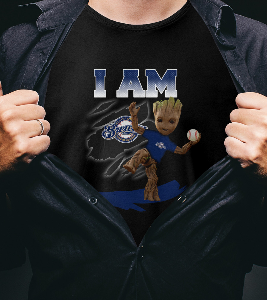 I Am Milwaukee Brewers Groot Baseball Fan T-Shirt