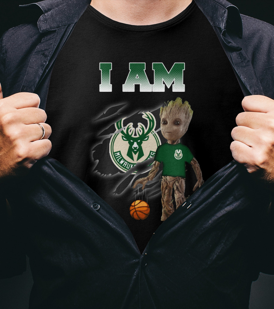 I Am Milwaukee-Bucks Groot Basketball Fan T-Shirt