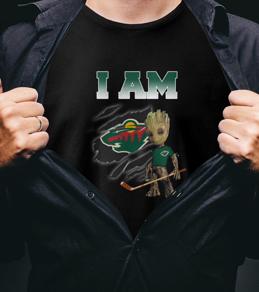 I Am Groot Minnesota Wild Hockey Fan T-Shirt