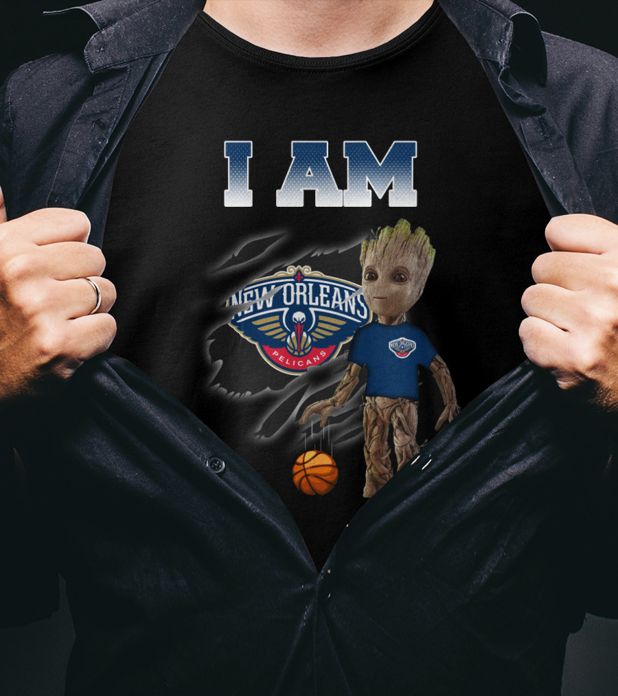 I Am Groot New Orleans Pelicans Basketball Fan T-Shirt