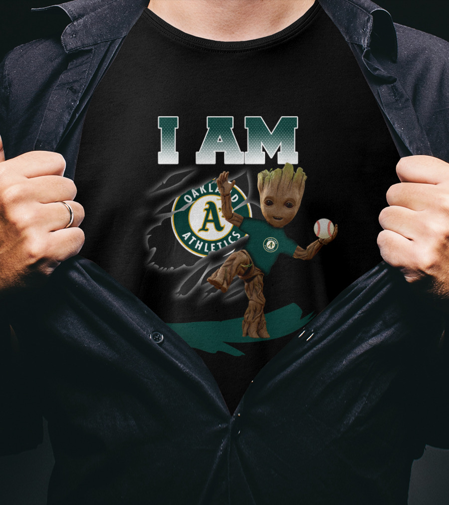 I Am Oakland Athletics Groot Baseball Fan T-Shirt