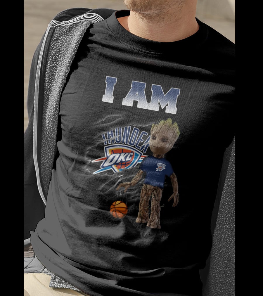 I Am Oklahoma City Thunder Groot Okc Basketball Fan T-Shirt
