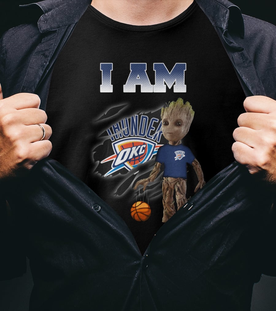 I Am Oklahoma City Thunder Groot Okc Basketball Fan T-Shirt
