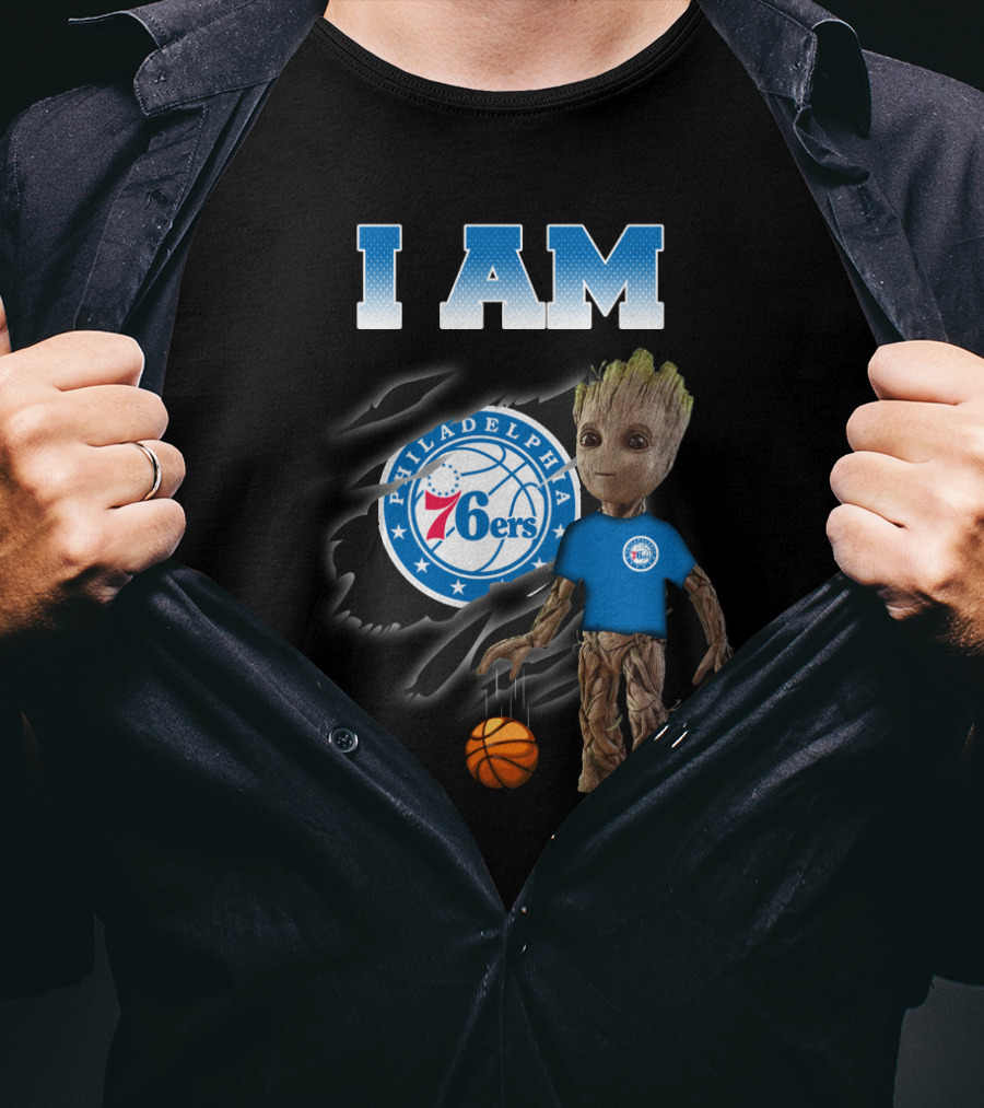 I Am Philadelphia 76ers Groot Basketball Fan T-Shirt