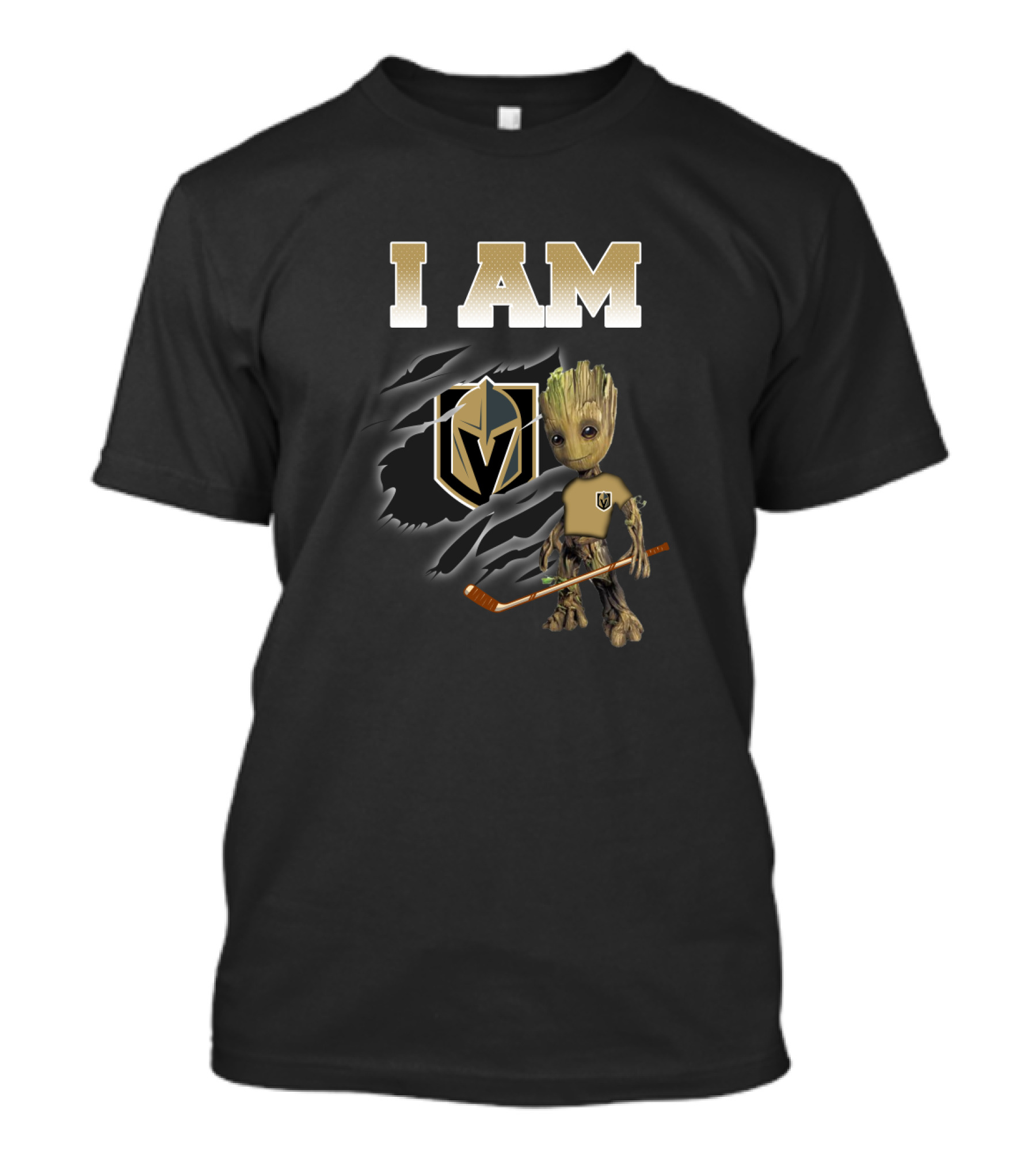 I Am Vegas Golden Knights Groot Hockey Fan T-Shirt