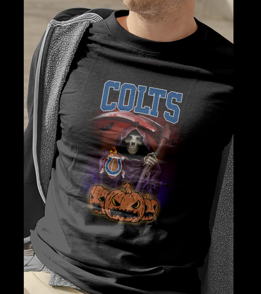 Indianapolis Colts Reaper Halloween Pumpkins Scythe T-Shirt