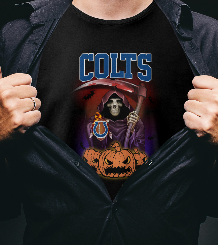 Indianapolis Colts Reaper Halloween Pumpkins Scythe T-Shirt