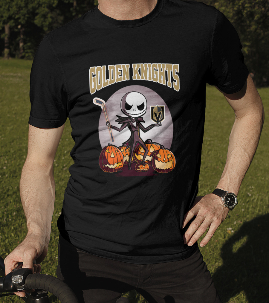 Golden Knights Halloween Jack Skeleton With Vegas Hockey T-Shirt