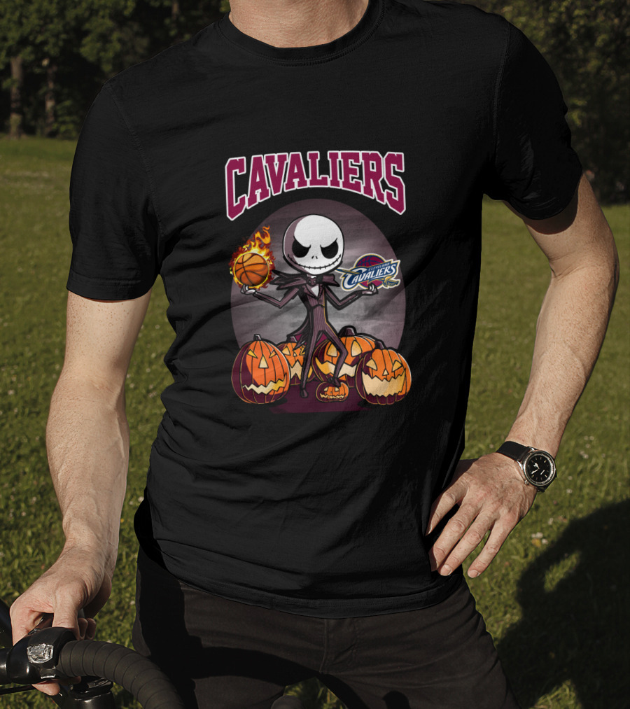 Cavaliers Jack Skellington Halloween Basketball Pumpkins Cleveland Fan T-Shirt