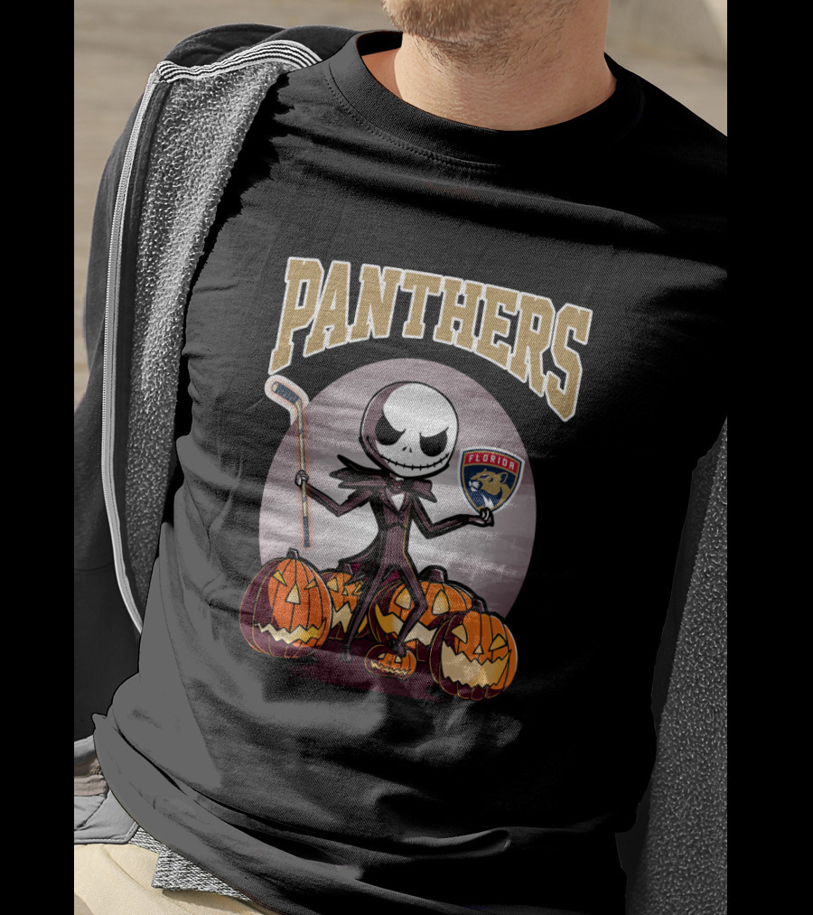 Panthers Jack Skellington Florida Hockey Halloween Pumpkins T-Shirt