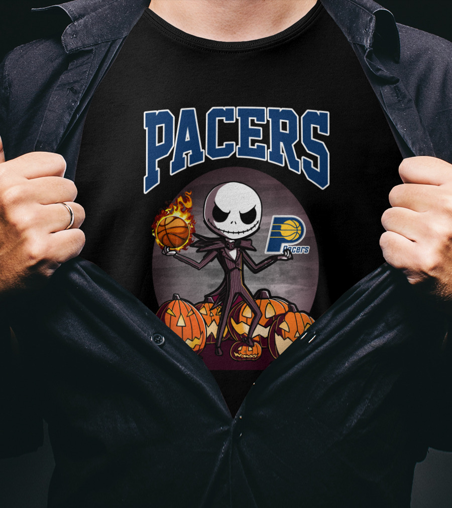 Pacers Jack Skellington Halloween Indiana Basketball Pumpkins T-Shirt