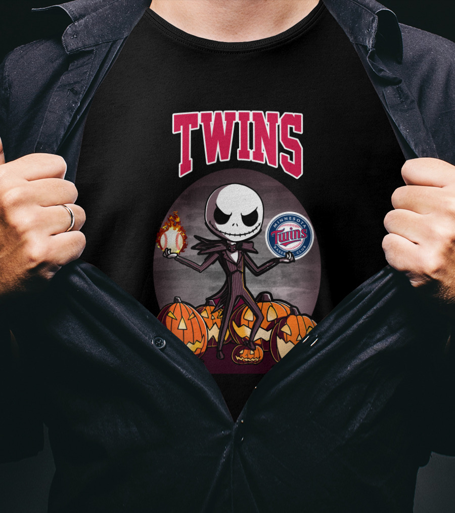 Twins Jack Skellington Pumpkins Minnesota Twins Baseball T-Shirt