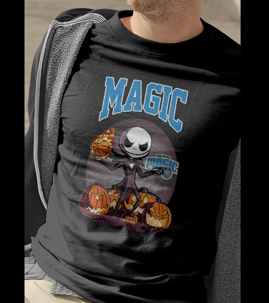 Orlando Magic Jack Skellington Halloween Basketball Pumpkins T-Shirt