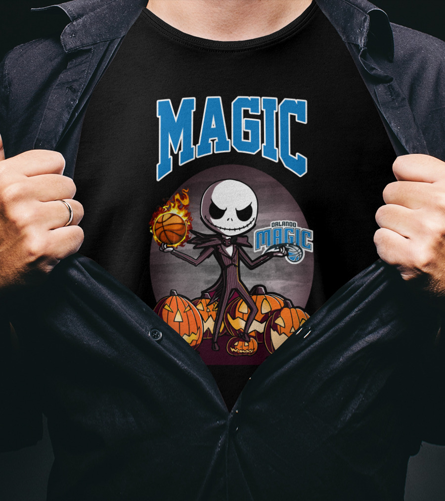 Orlando Magic Jack Skellington Halloween Basketball Pumpkins T-Shirt