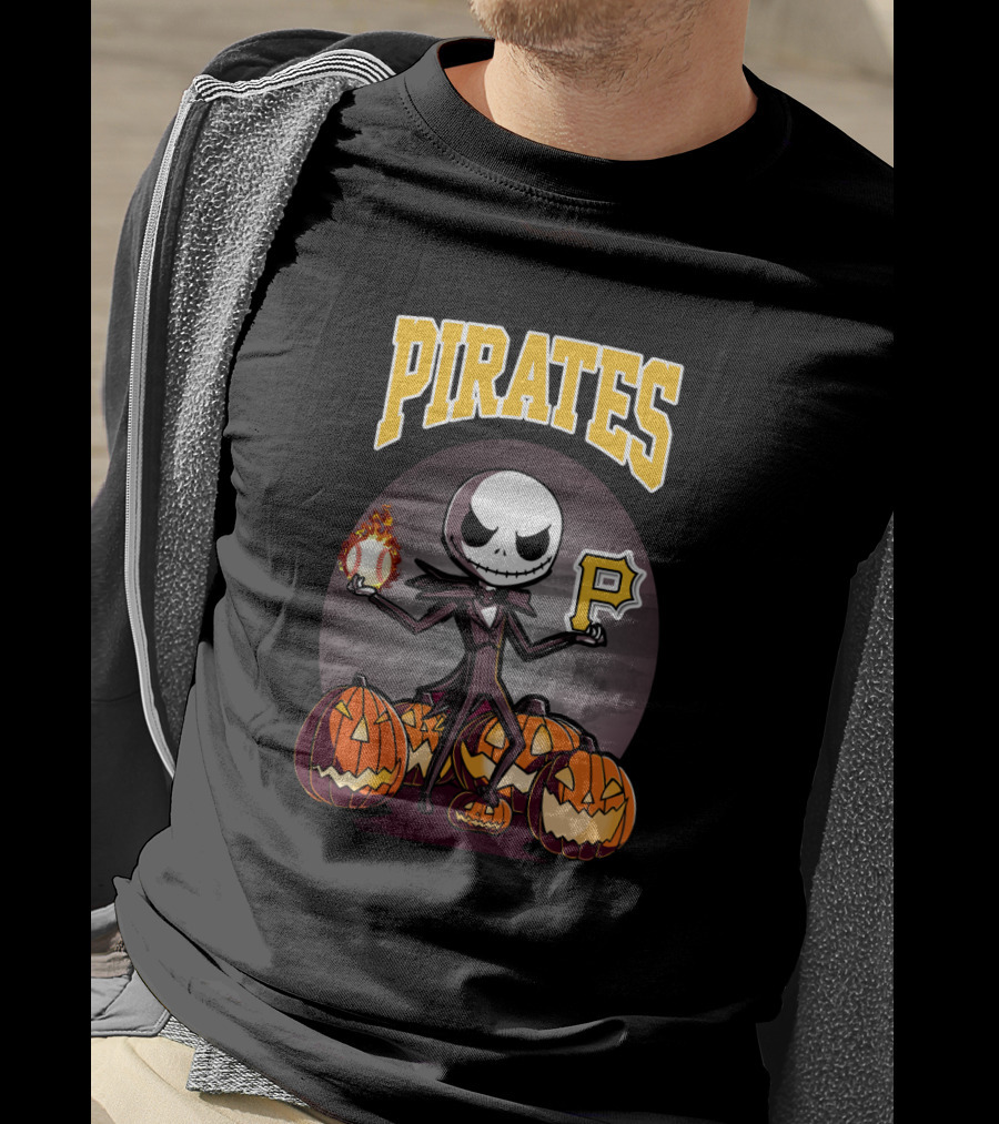 Pirates Jack Skellington Halloween Pittsburgh Baseball Pumpkins T-Shirt