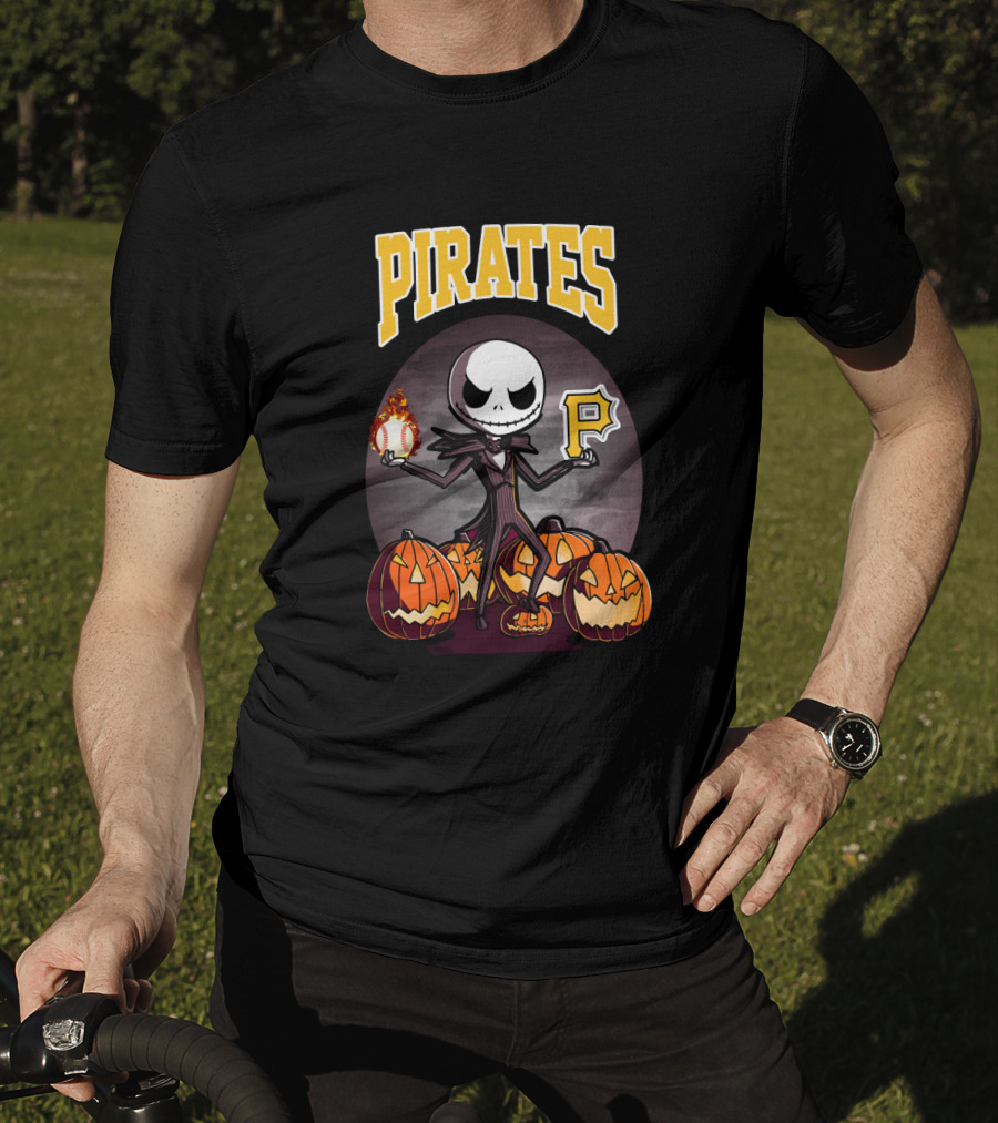 Pirates Jack Skellington Halloween Pittsburgh Baseball Pumpkins T-Shirt
