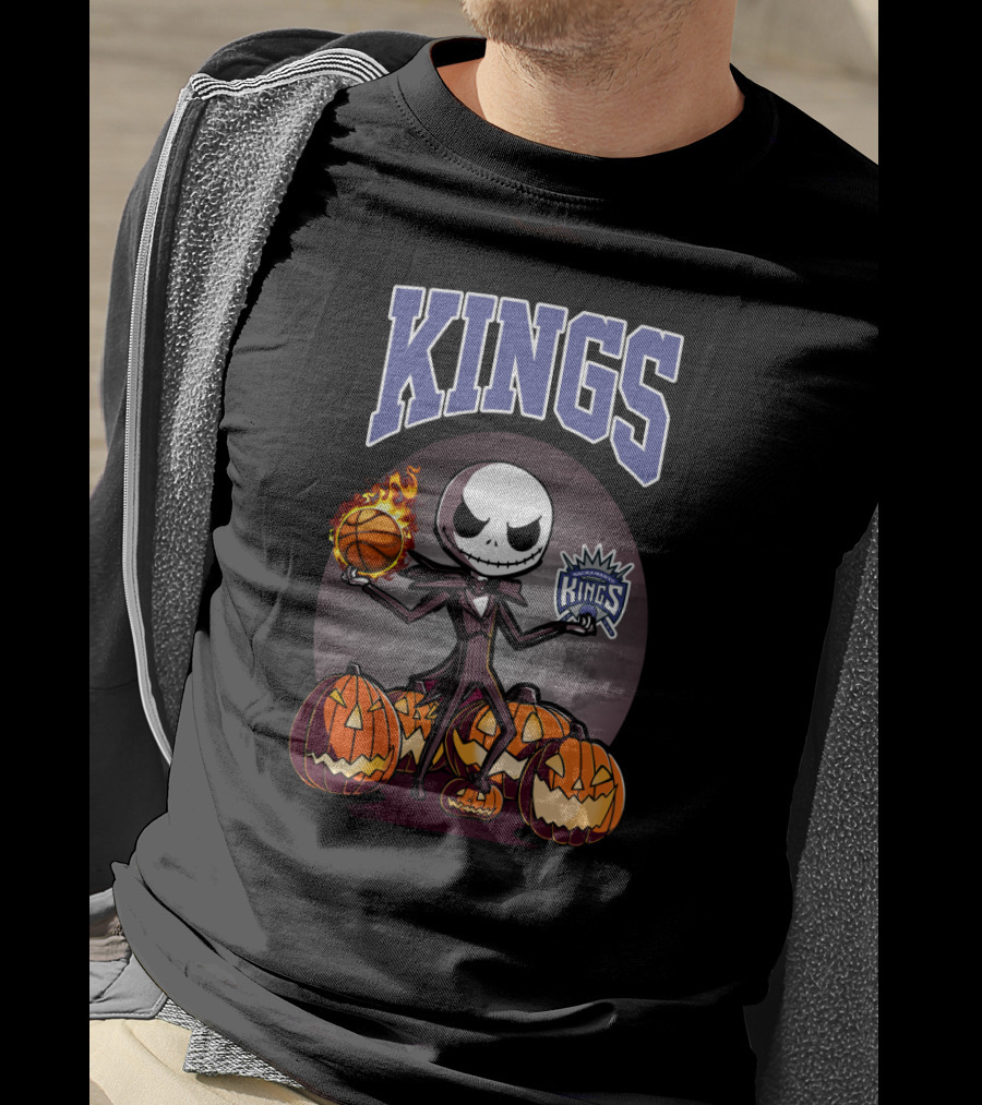 Jack Skellington Basketball Sacramento Kings Halloween Pumpkin T-Shirt