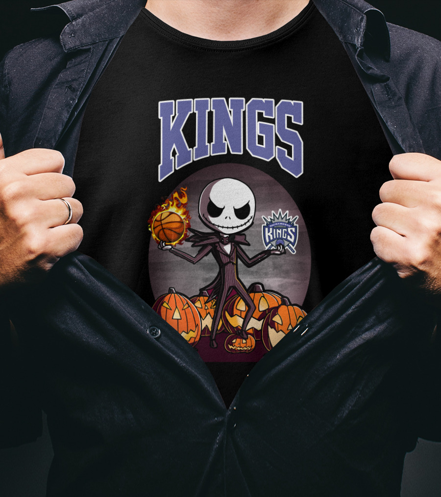 Jack Skellington Basketball Sacramento Kings Halloween Pumpkin T-Shirt