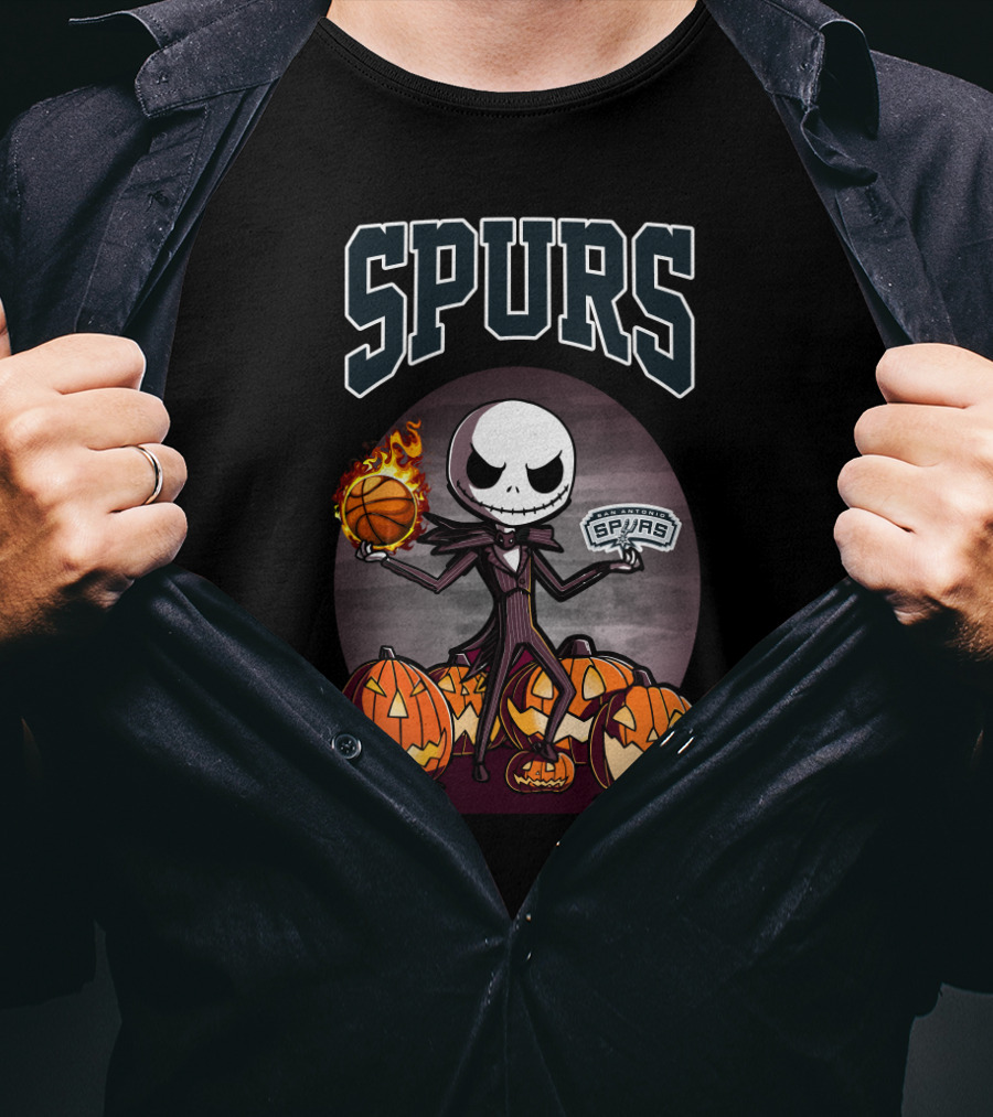 San Antonio Spurs Jack Skellington Halloween Pumpkins Basketball T-Shirt