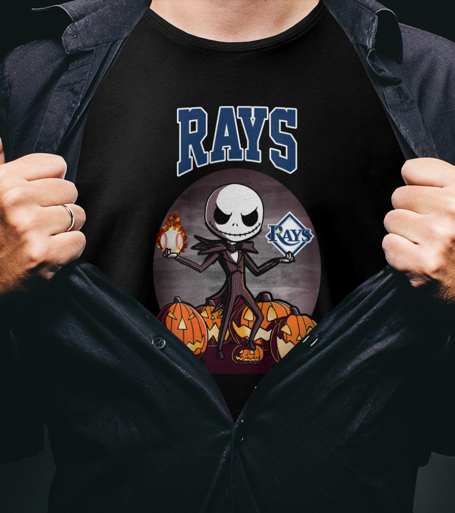 Rays Jack Skellington Halloween Tampa Bay Baseball Pumpkins T-Shirt