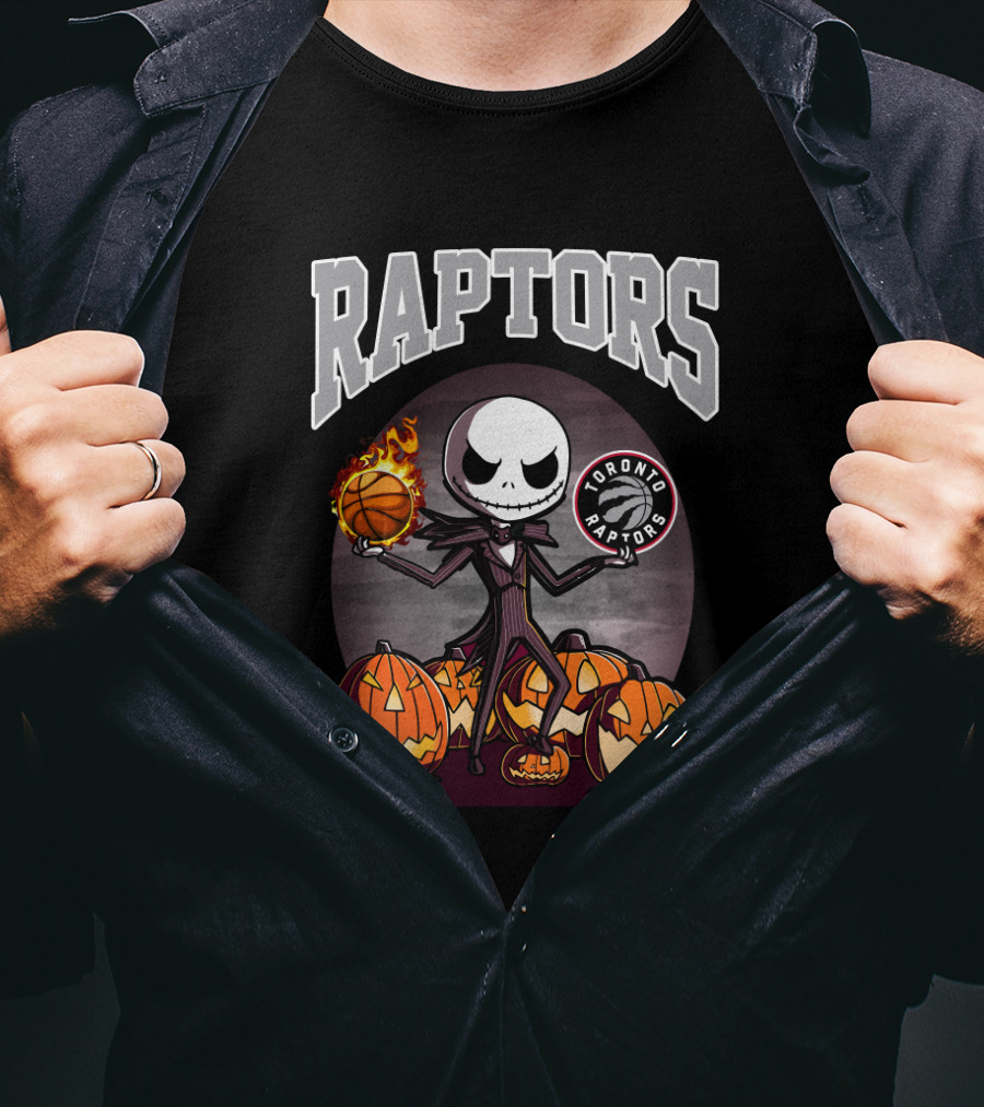 Raptors Halloween Jack Skellington Toronto Basketball Pumpkins T-Shirt