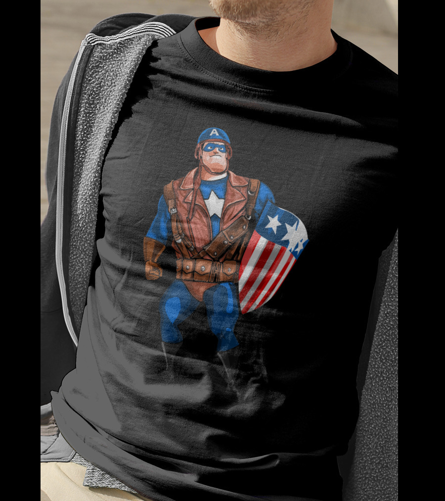 Mr. Incredible Bob Parr Captain America Shield Stars Comic Crossover T-Shirt